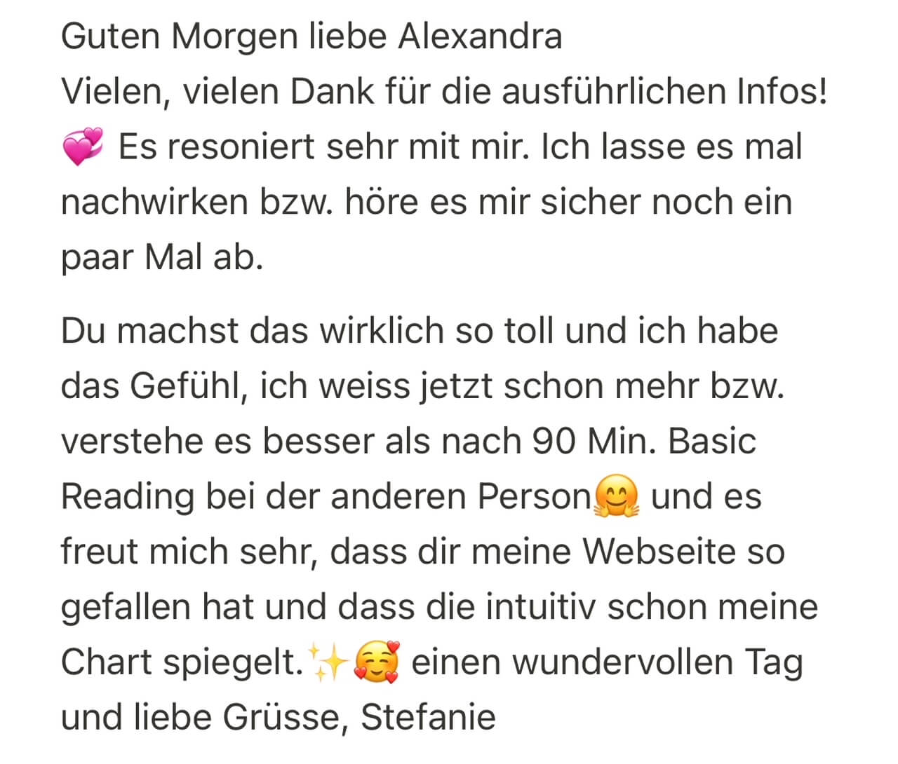 alexandra renggli kundenfeedback